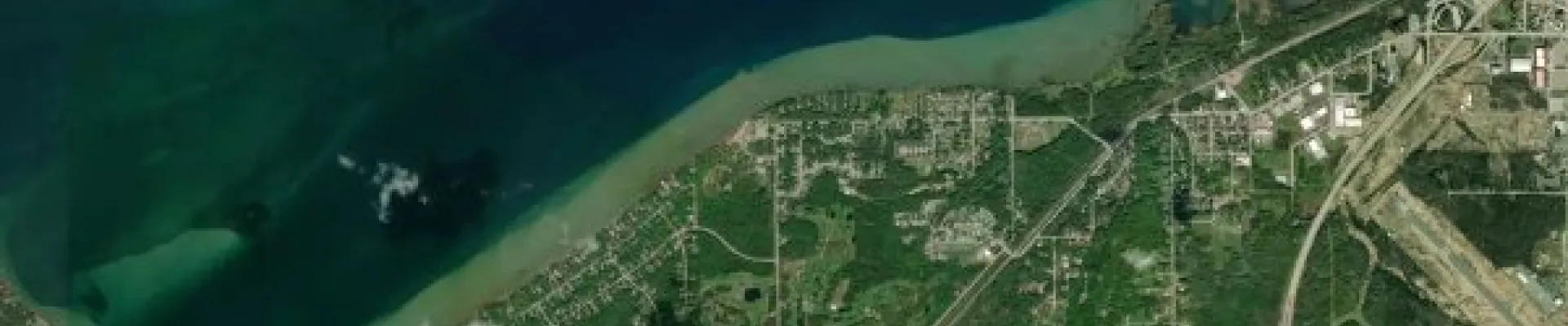 Satellite view of Sault Sainte Marie, Michigan