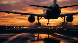 Landing Airliner Sunset