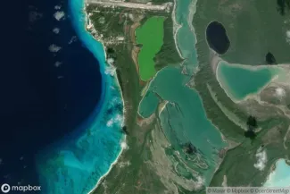 Satellite view of Cockburn Town, San Salvador Island