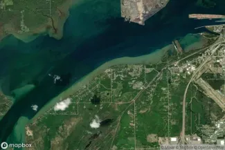 Satellite view of Sault Sainte Marie, Michigan