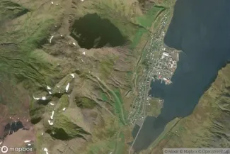 Satellite view of Siglufjørdur - høfn